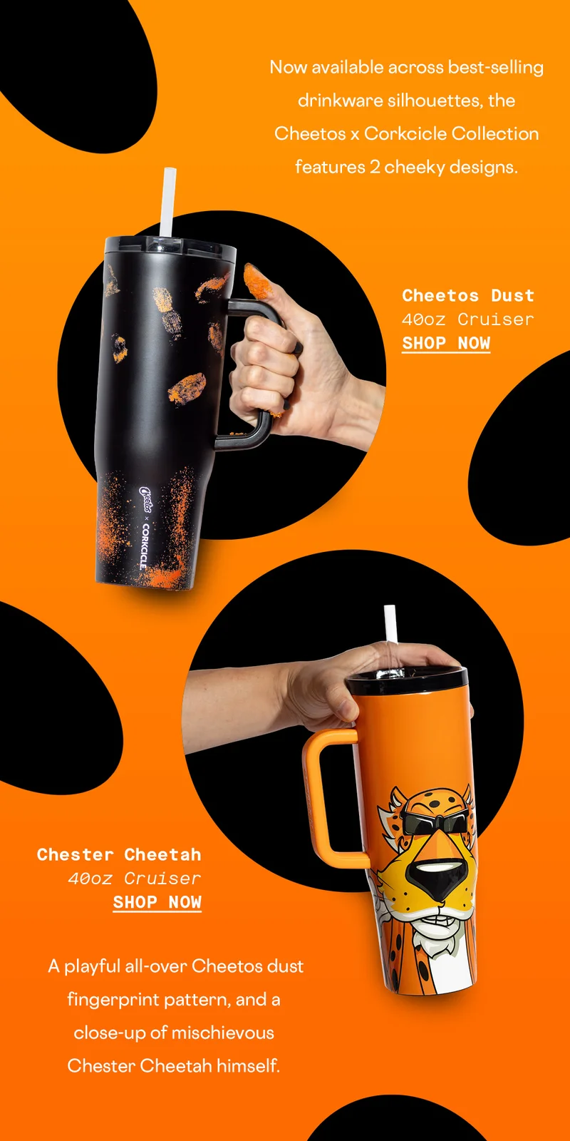 The Cheetos x Corkcicle Collection features 2 cheeky designs.
