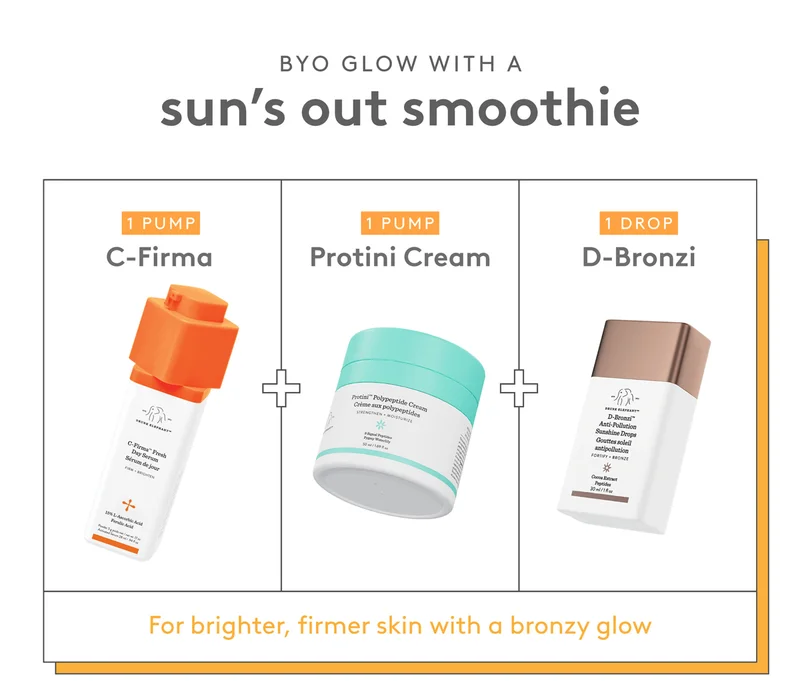 BYO Glow with a sun's out smoothie for brighter, firmer skin with a bronzy glow