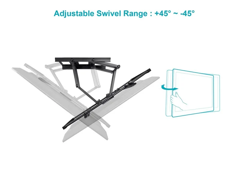 Monoprice Commercial No Logo Full Motion TV Wall Mount Bracket For 60" To 100" TVs up to 176lbs, Max VESA 900x600, Heavy Duty Works with Concrete and Brick