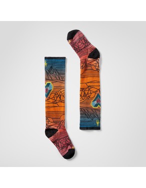 Junior Ski Geo Peaks Print Over The Calf Socks