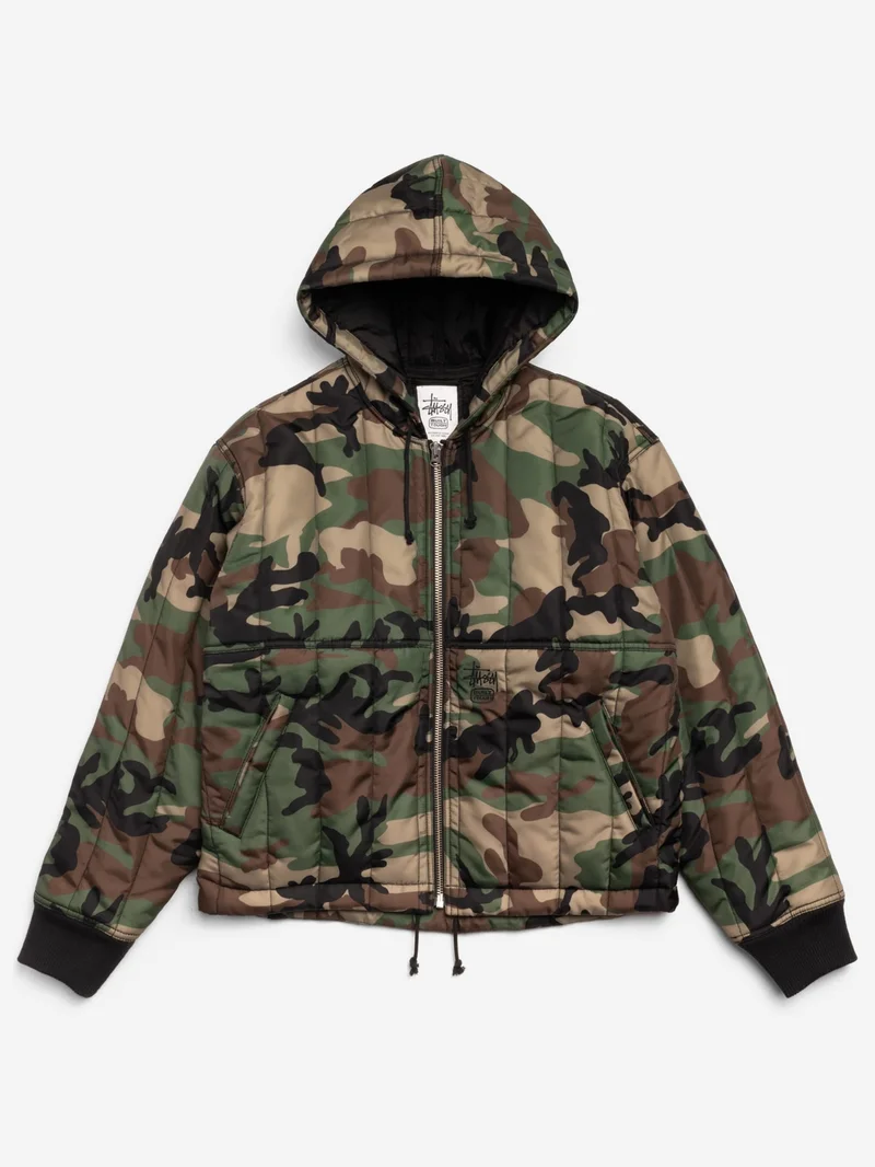 Image of Stussy Work Jacket Quilted Nylon - Woodland Camo
