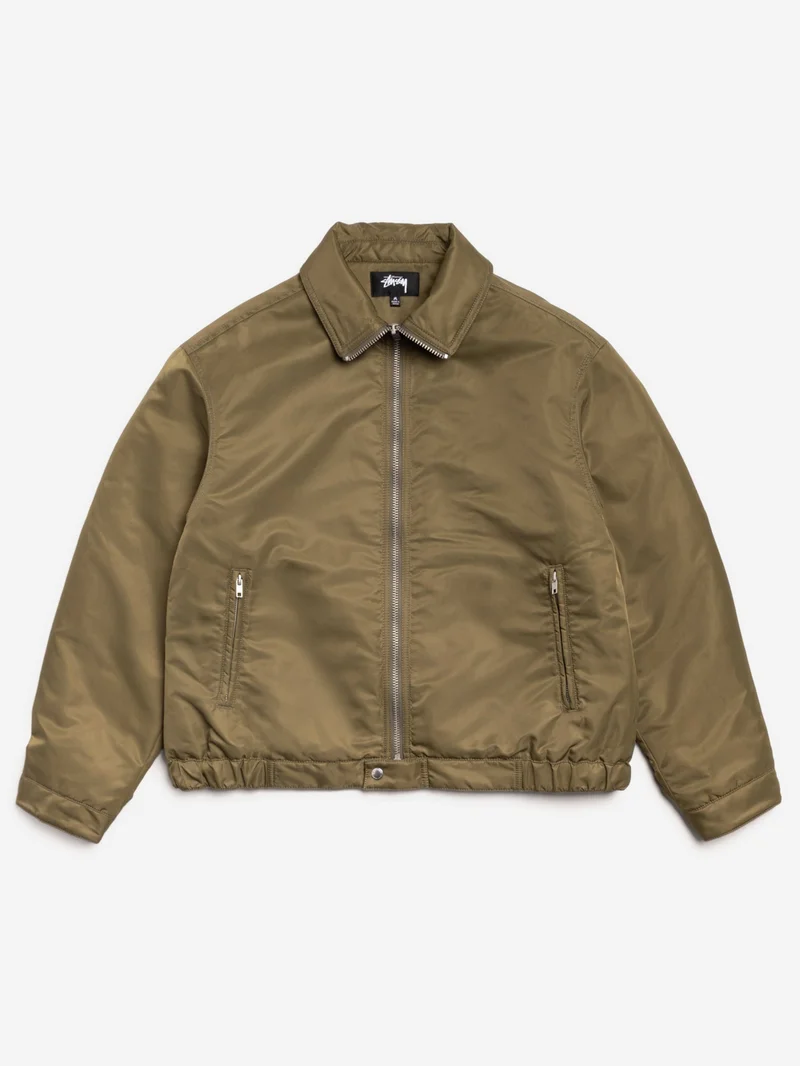 Image of Stussy Pile Lined Zip Jacket - Olive