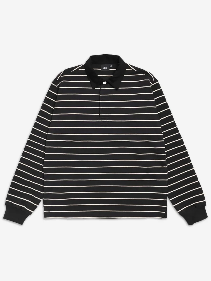 Image of Stussy Pin Striped Rugby - Black