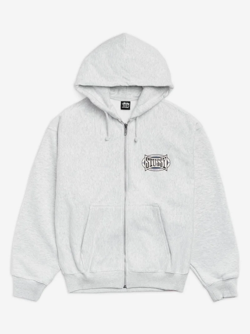 Image of Stussy Champion Oval Zip Hood - Ash Heather