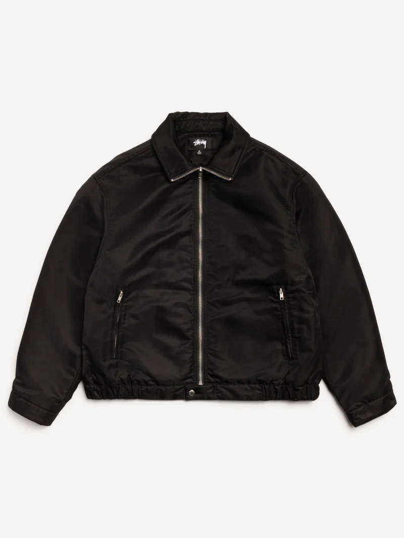 Image of Stussy Pile Lined Zip Jacket - Black