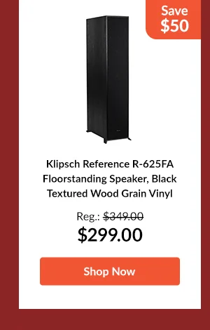 Klipsch Reference R-625FA Floorstanding Speaker, Black Textured Wood Grain Vinyl