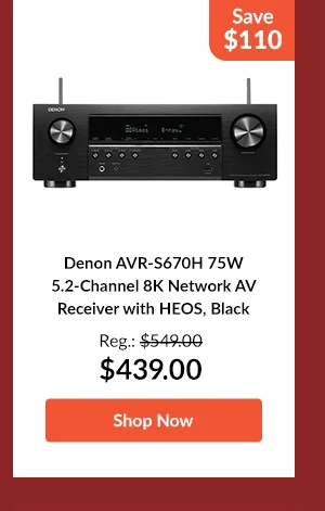 Denon AVR-S670H 75W 5.2-Channel 8K Network AV Receiver with HEOS, Black