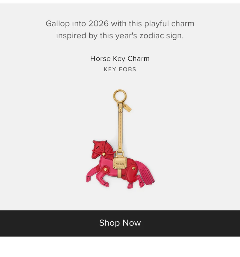 Thoughtfully curated, our limited-edition capsule features beautiful equine details effortlessly complemented by gold hardware. May the horse’s spirit and charisma carry you through 2026 and beyond.