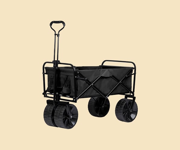 Pure Outdoor by Monoprice Heavy Duty All Terrain Collapsible Outdoor Wagon, Black
