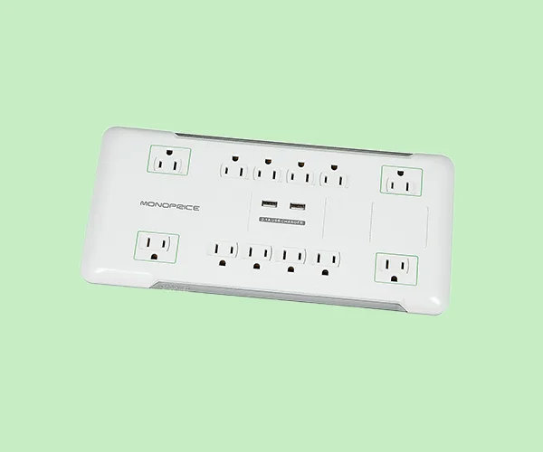 Monoprice 12 Outlet Power Surge Protector with 2 Built-In USB Charger Ports - 4320 Joules