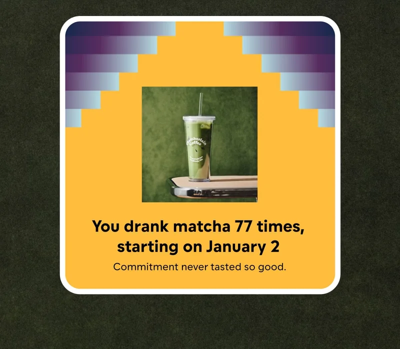 you drank matcha 77 times starting on january 2