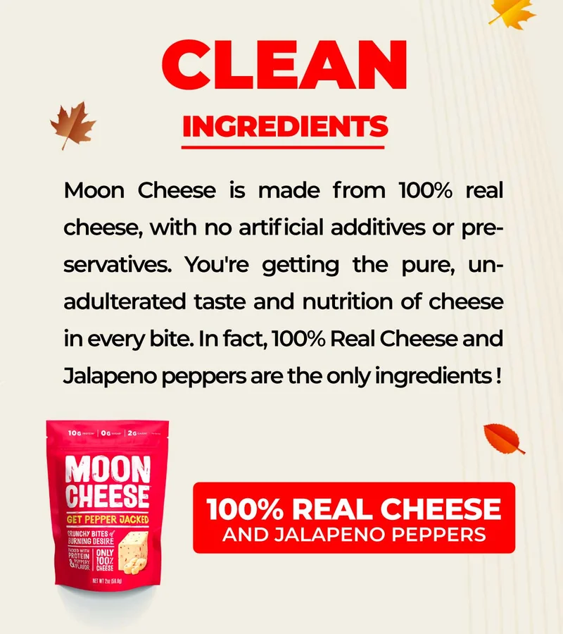 Moon Cheese | Clean Ingredients | Moon Cheese is made from 100% real cheese, with no artificial additives or preservatives
