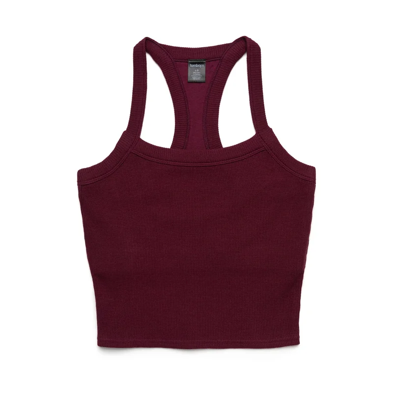 Image of Organic Cotton Waffle Shelf Bra - Black Cherry