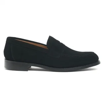 Hadley D Penny Loafer in Black Suede