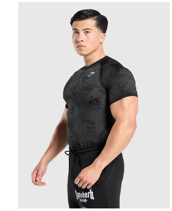 GEO SEAMLESS T-SHIRT - BLACK/CHARCOAL GREY