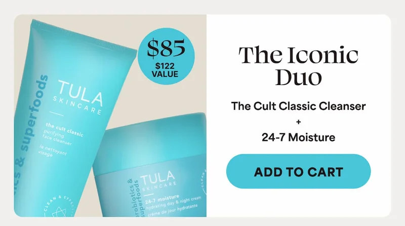 $85 [$122 value, 30% savings] The Iconic Duo - The Cult Classic Cleanser + 24-7 Moisture -- ADD TO CART