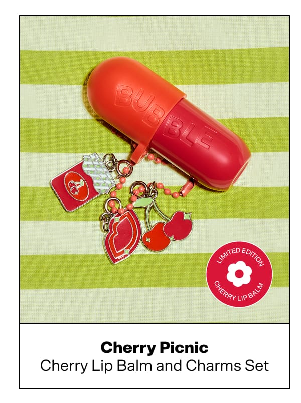 Cherry Picnic. Cherry Lip balm and Charms Set.