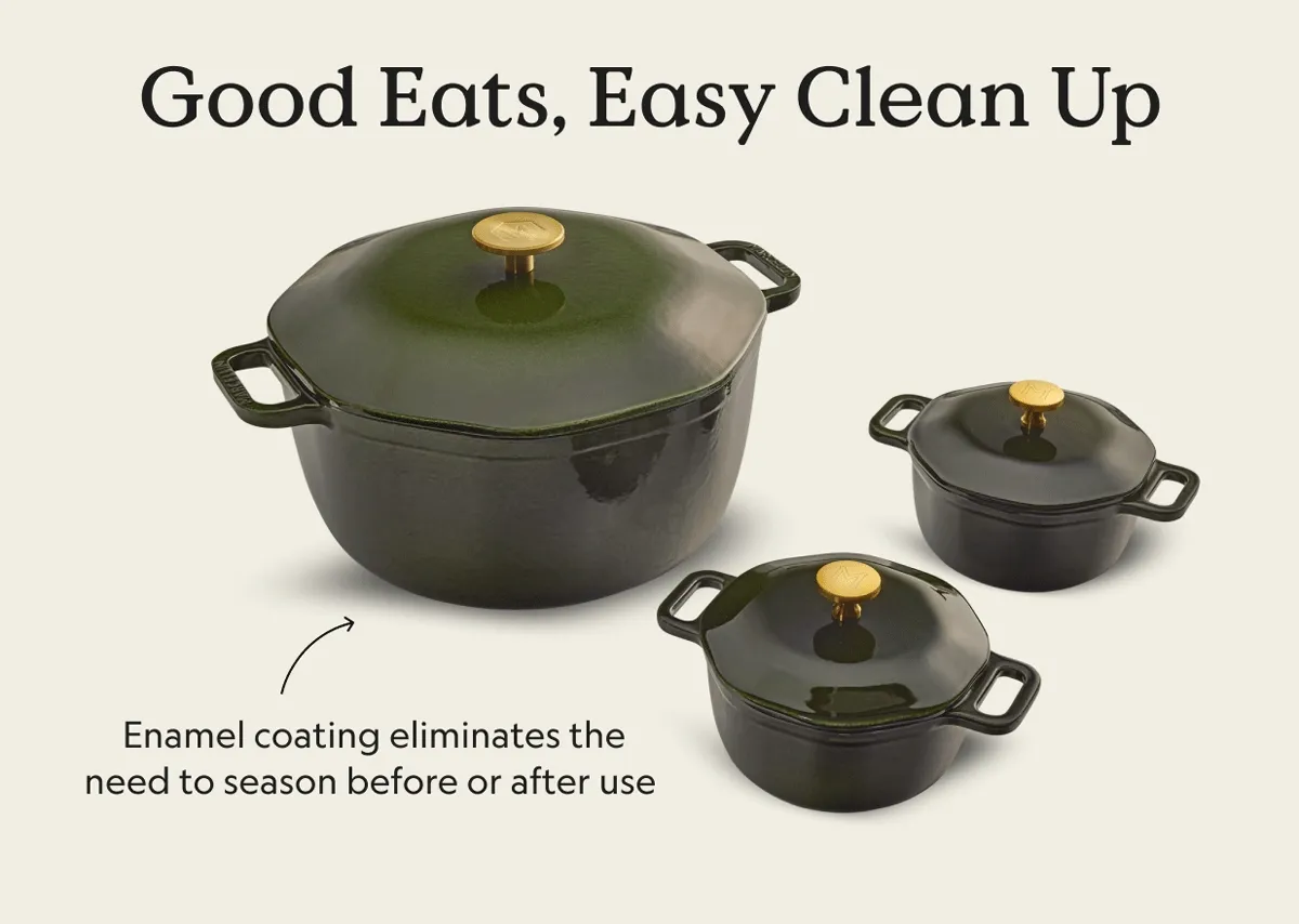 Enameled Cast Iron Dutch Oven Complete Set