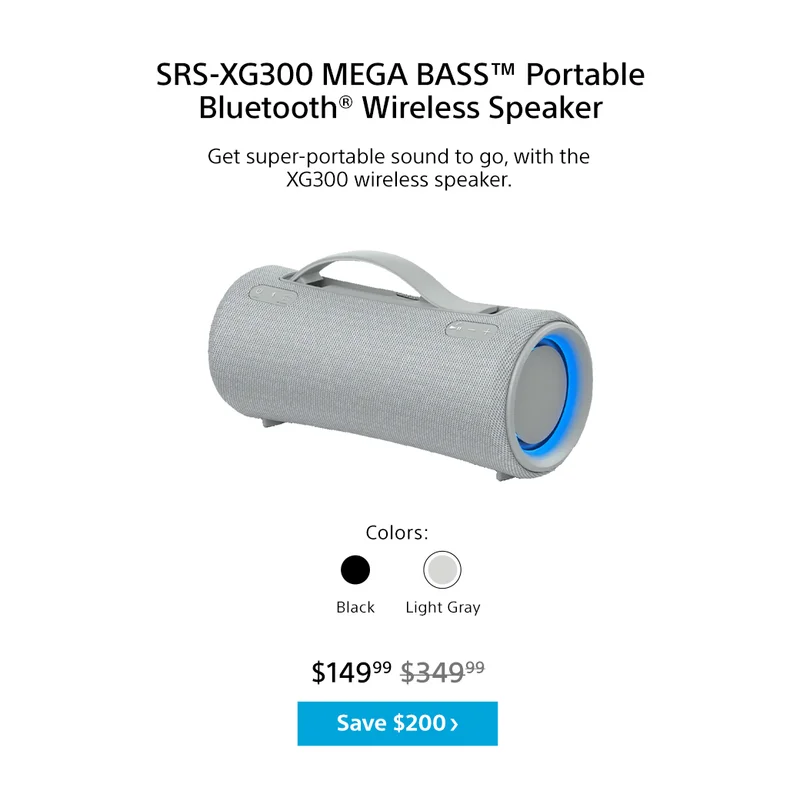 SRS-XG300 MEGA BASS™ Portable Bluetooth® Wireless Speaker