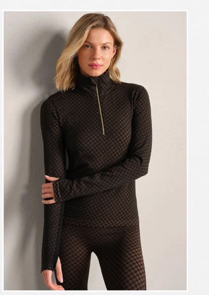 Apres Houndstooth Seamless 1/4 Zip