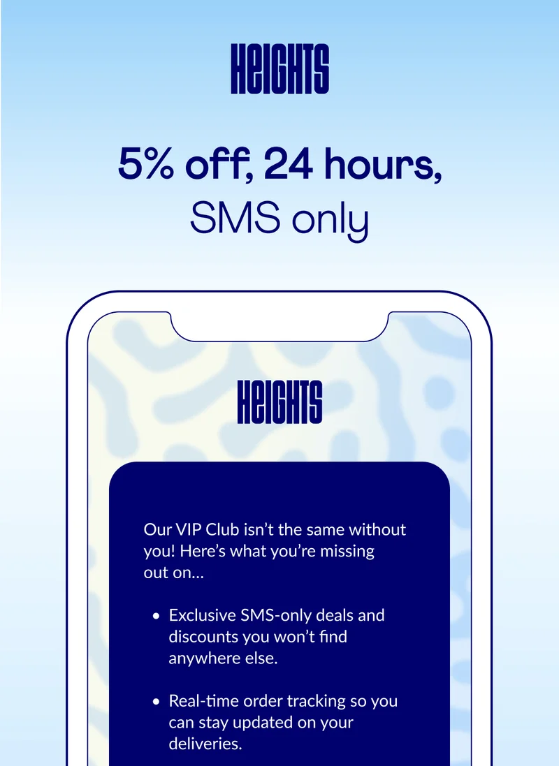 5% off, 24 hours, SMS only