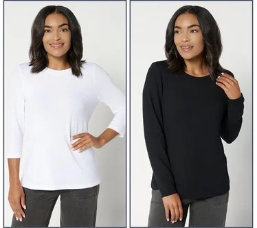 Denim & Co. Essentials Heavenly Jersey Variety 2-Pack Round Neck Tops