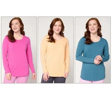 Denim & Co. Essentials So Soft Jersey 3-Pack Curved Hem Tops