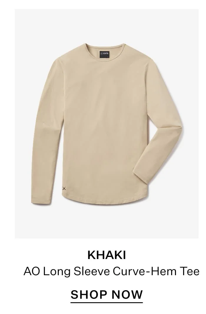 Khaki AO Long Sleeve Curve-Hem Tee