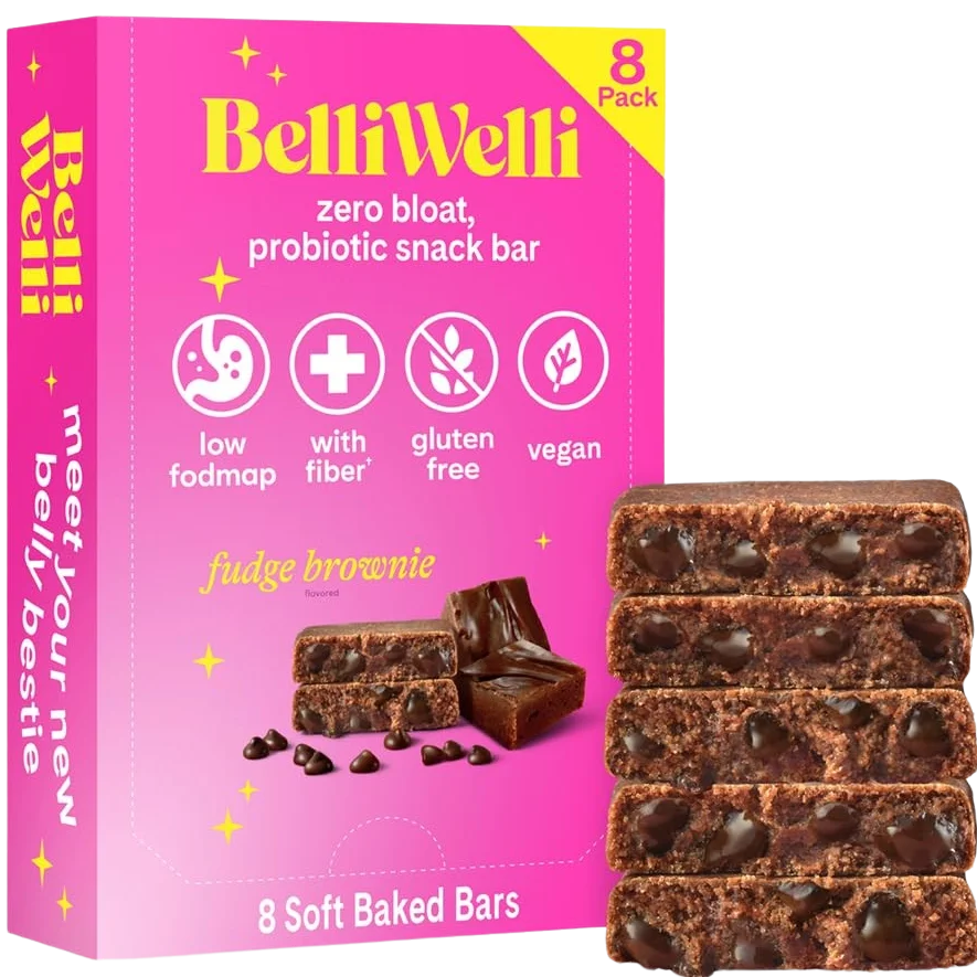 Image of BelliWelli Soft Baked Probiotic Snack Bar, Fudge Brownie (8 CT)