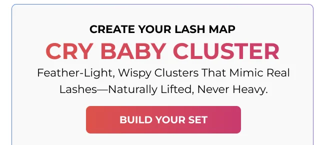 Introducing Cry Baby Cluster lashes—feather-light, wispy lash clusters with a ‘Build Your Cry Baby Set’ button.