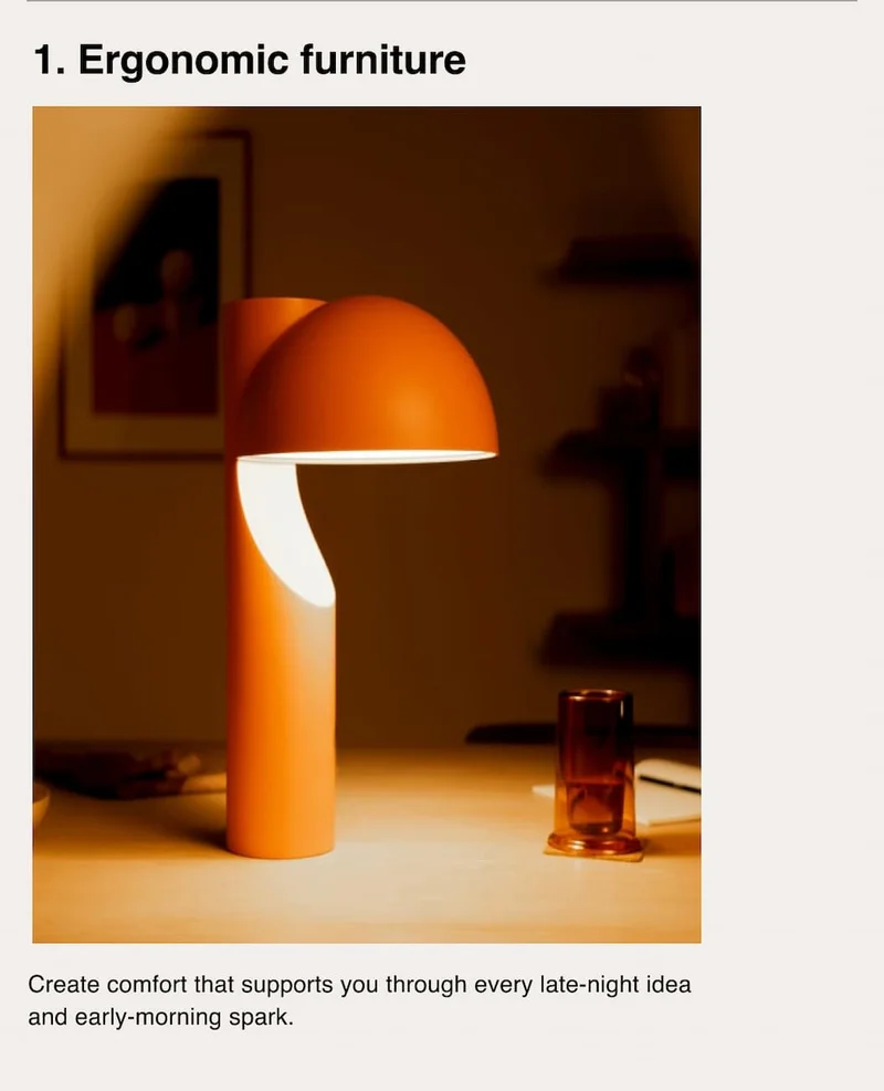1. Ergonomic furniture