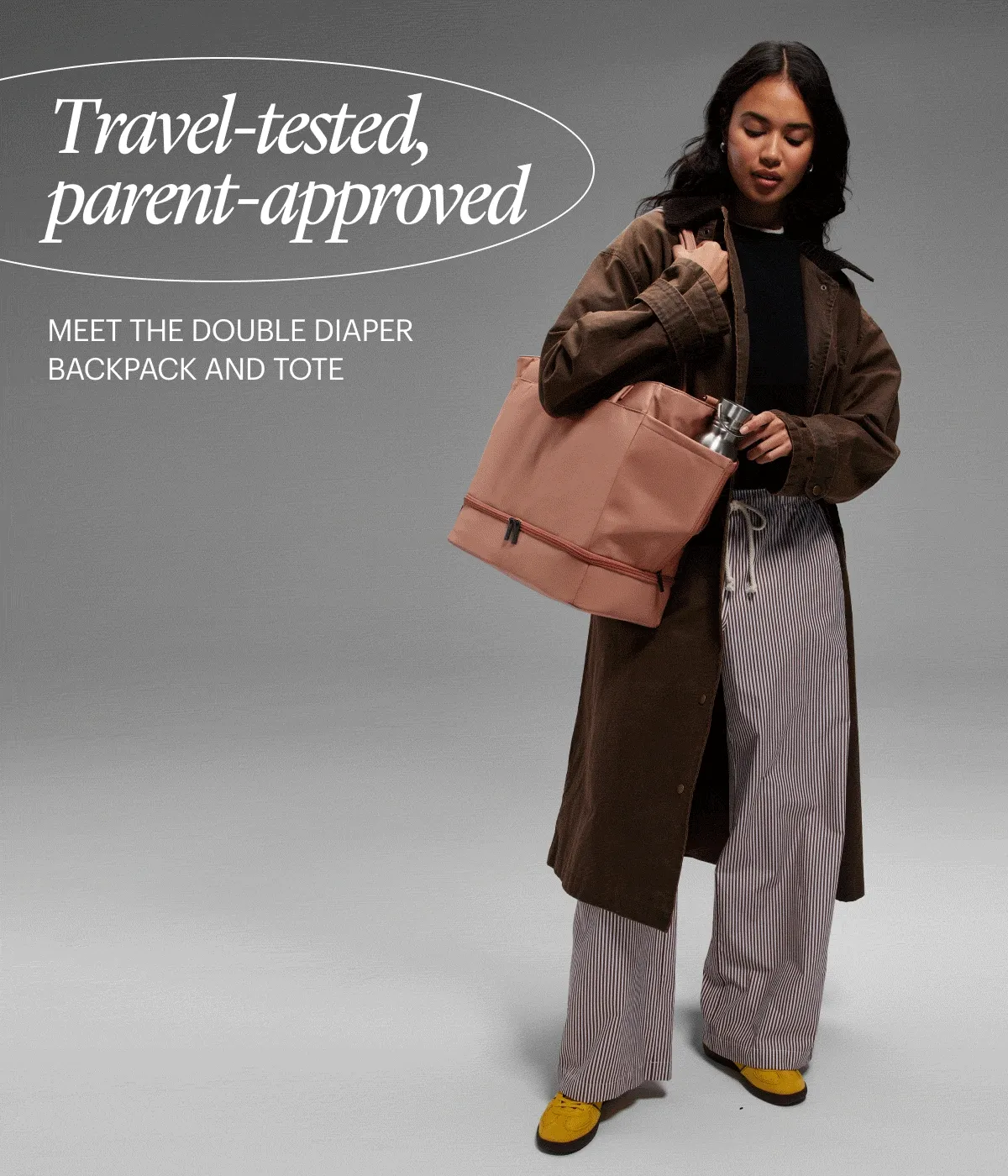 Travel-tested, parent-approved. Meet The Double Diaper Backpack and Tote