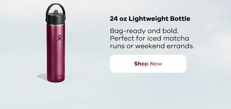 24 oz Lightweight Bottle. Bag-ready and bold. Perfect for iced matche runs or weekend errands. | Shop Now