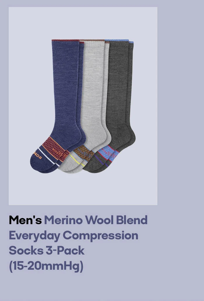 Men's Merino Wool Blend Everyday Compression Sock 3-Pack (15-20mmHg)