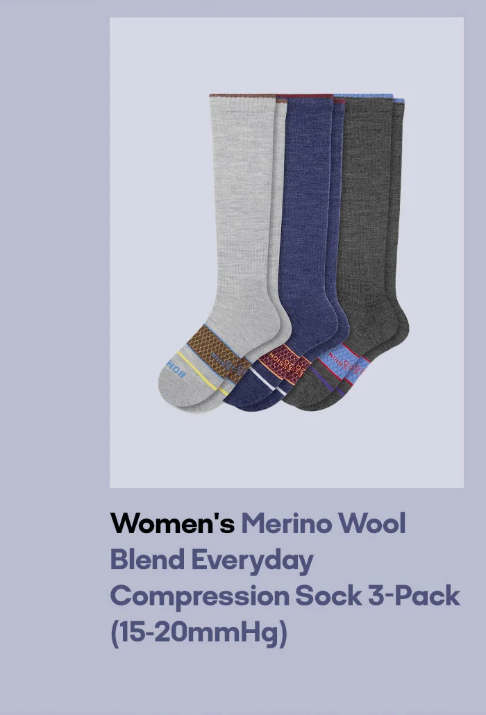 Women's Merino Wool Blend Everyday Compression Sock 3-Pack (15-20mmHg)