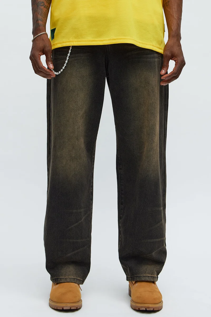 Image of Baggy Dark Wave Jeans - Black Wash