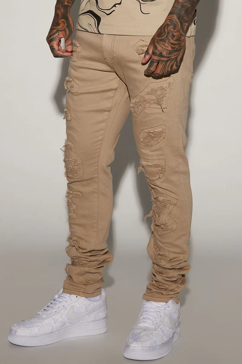 Image of High Key Stacked Skinny Jeans - Taupe