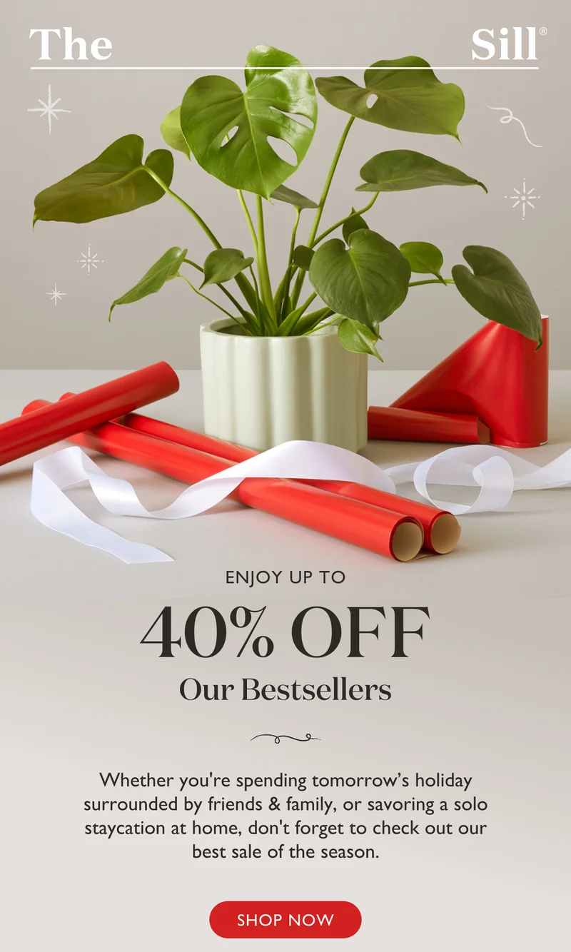 Whether you're spending tomorrow's holiday surrounded by friends and family, or savoring a solo staycation at home, don't forget to check out our best sale of the season. Shop now.