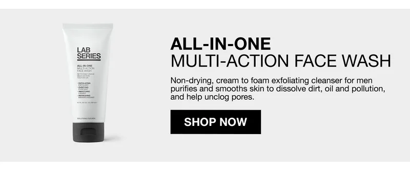 ALL-IN-ONE MULTI-ACTION FACE WASH | Non-drying, cream to foam exfoliating cleanser for men purifies and smooths skin to dissolve dirt, oil and pollution, and help unclog pores. | SHOP NOW