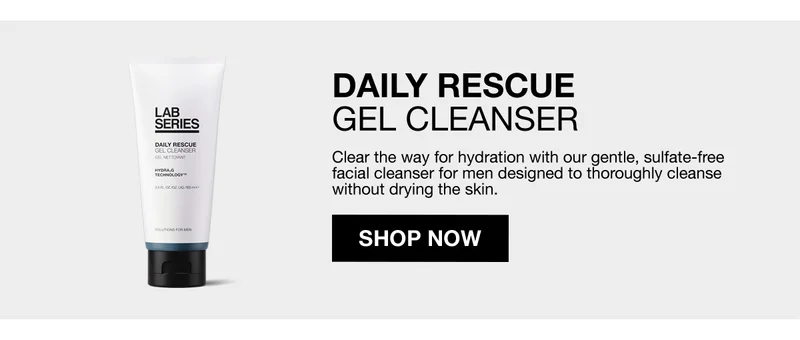 DAILY RESCUE GEL CLEANSER | Clear the way for hydration with our gentle, sulfate-free facial cleanser for men designed to thoroughly cleanse without drying the skin. | SHOP NOW