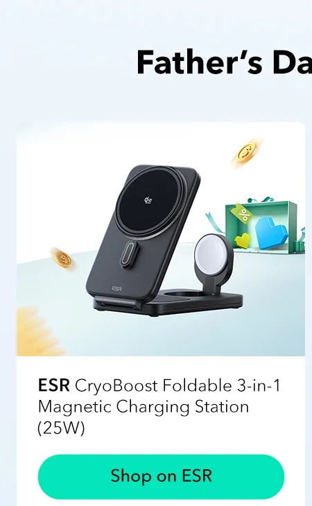 "ESR CryoBoost Foldable 3-in-1 Magnetic Charging Station (25W) "