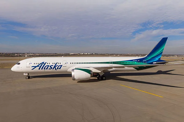 Alaska Airlines arrives at Heathrow