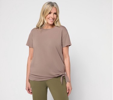 AnyBody Cozy Knit Jersey All-Star Side Tie Tee