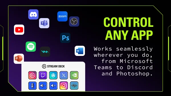 CONTROL ANY APP - Works seamlessly wherever you do, from Microsoft Teams to Discord and Photoshop.