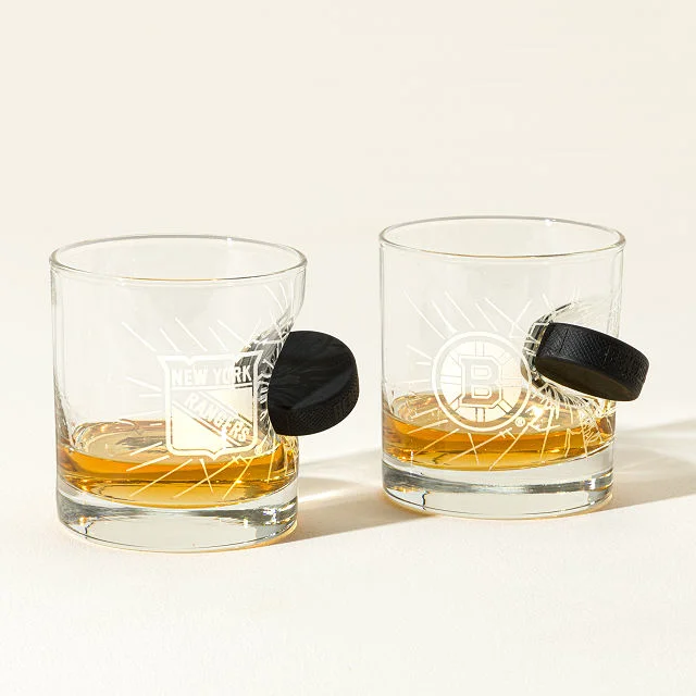 Off-The-Glass NHL Puck Rocks Glass
