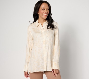 BEAUTIFUL by Lawrence Zarian Petite Printed Button Front Tunic