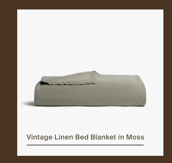 Vintage Linen Bed Blanket in Moss