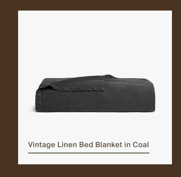 Vintage Linen Bed Blanket in Coal