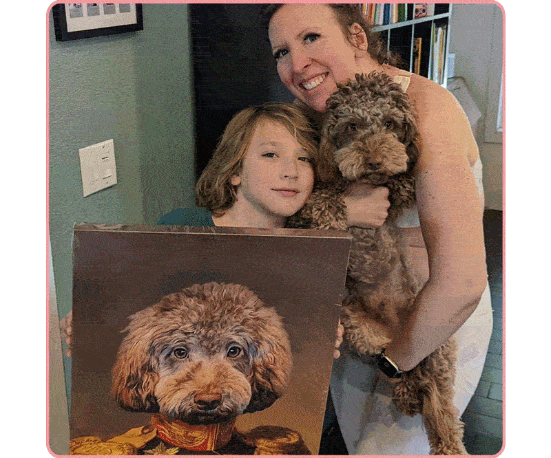 gif of customers with their pets and portraits
