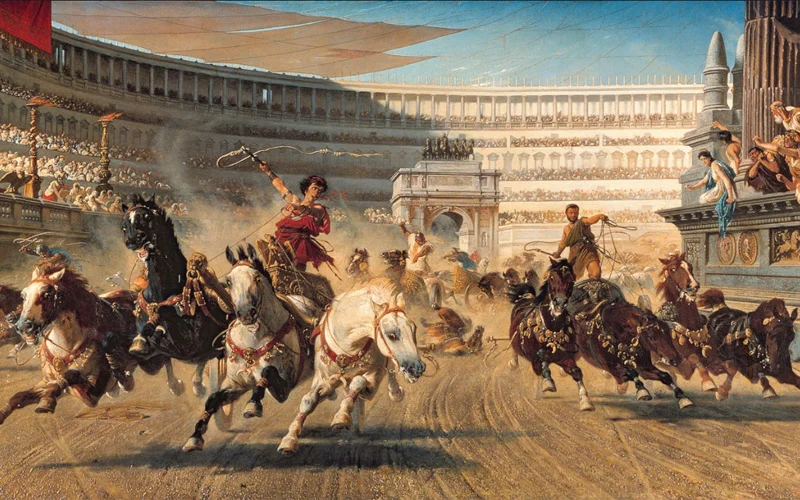 A 1882 painting depicting a chariot race in Rome’s Circus Maximus.